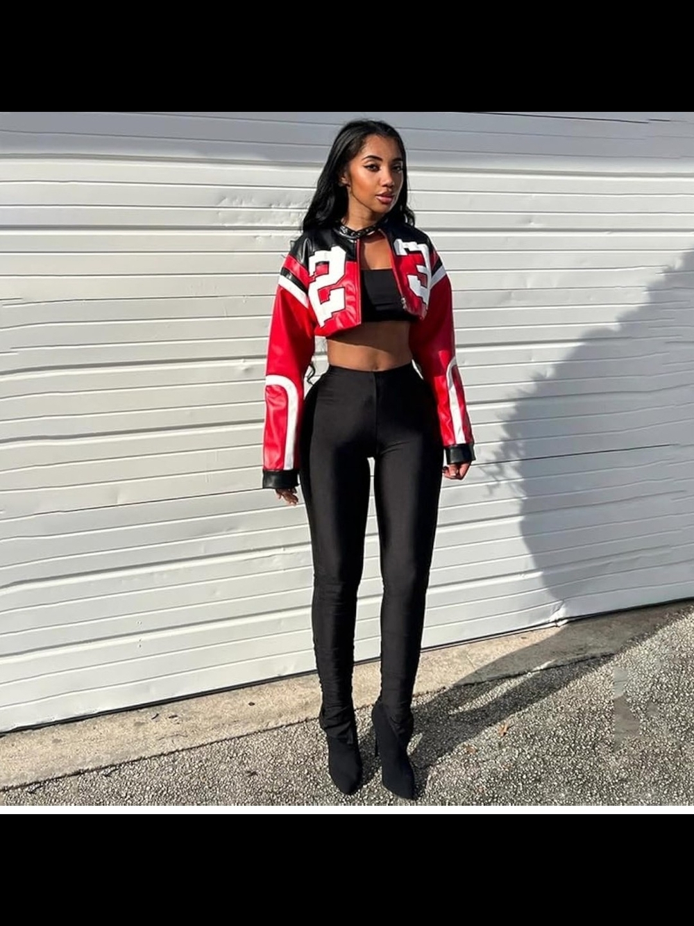 Faux Leather Jacket Cropped Jacket Motorcycle Jacket Y2K Letter Bomber Jacket